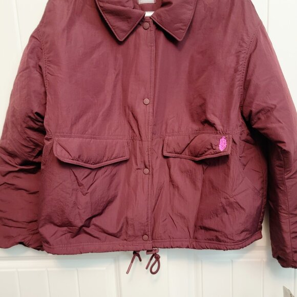 Free People FP Movement Sz Medium Off The Bleachers Coaches Jacket Wine NWT $148 - Picture 10 of 16